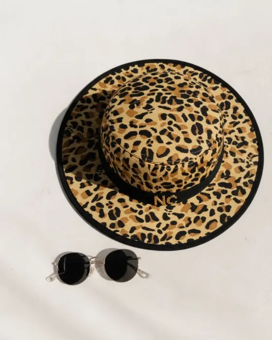 Sombrero Pamela Rafia Leopardo Noco Beach | Ala Amplia Chic | Maldita