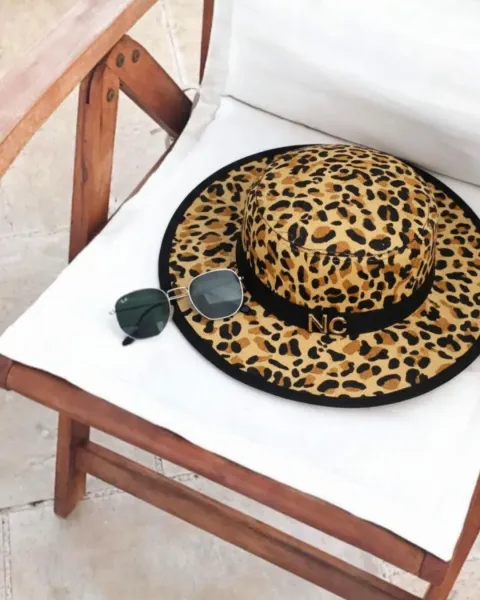 Sombrero Pamela Rafia Leopardo Noco Beach | Ala Amplia Chic | Maldita
