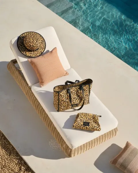 Neceser Boquilla Rafia Leopardo Noco Beach | Bolso de Mano Clutch | Maldita