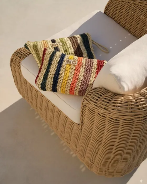 Neceser Handmade Noco Beach | Cartera de Mano Rafia Natural | Maldita 2