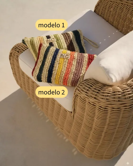 Neceser Handmade Noco Beach | Cartera de Mano Rafia Natural | Maldita