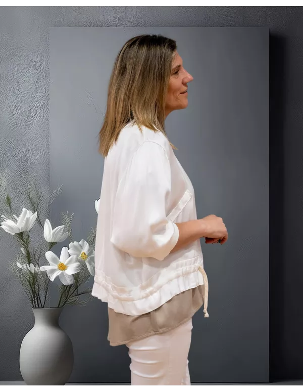 Bomber Blanca bolsillos 2