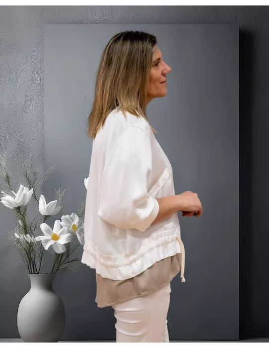 Bomber Blanca bolsillos