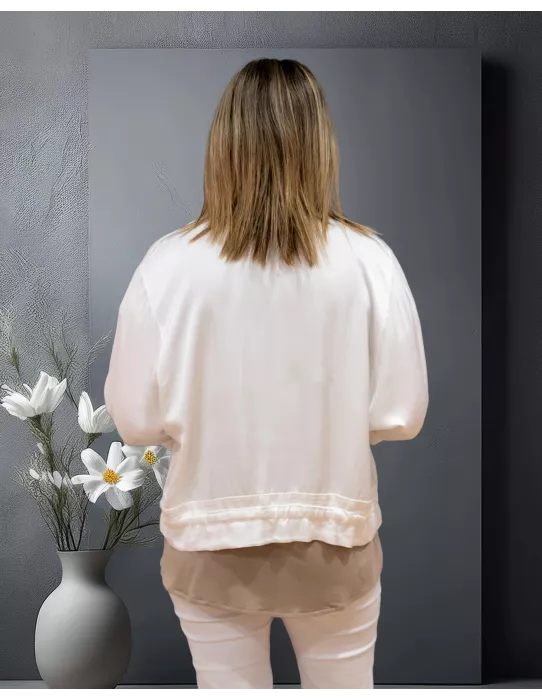 Casaco Bomber Branco com Bolsos | Maldita