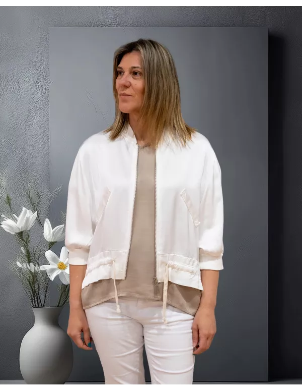 Bomber Blanca bolsillos