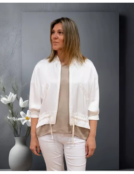Bomber Blanca bolsillos