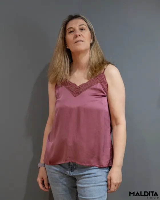 Top Lingerie Cetim Beringela com Renda | Maldita