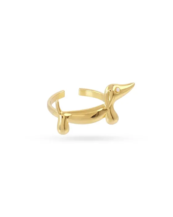 Anillo Ajustable Teckel de Acero Dorado Anartxy | Maldita