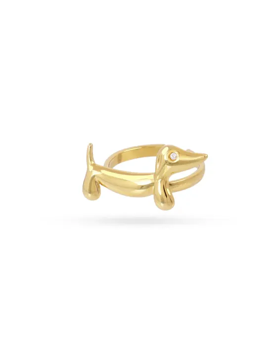 Anel Ajustável Teckel de Aço Dourado Anartxy | Maldita 2