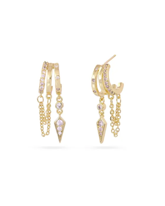 Pendientes de Aro Triple con Cadenas Shine Zylo Anartxy | Maldita
