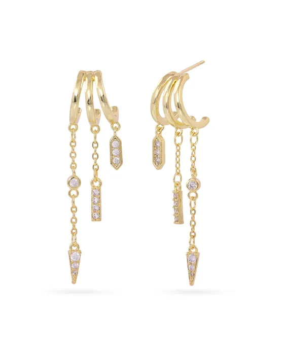 Pendientes de Aro Triple Geométricos Shine Aria Anartxy | Maldita