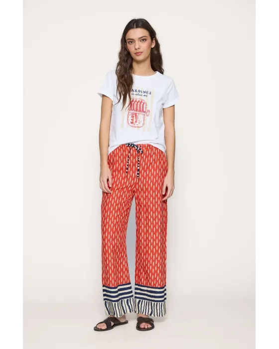 Camiseta Blanca con Estampado de Sardinas MDM | Maldita