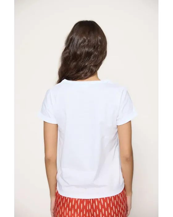 Camiseta Blanca con Estampado de Sardinas MDM | Maldita