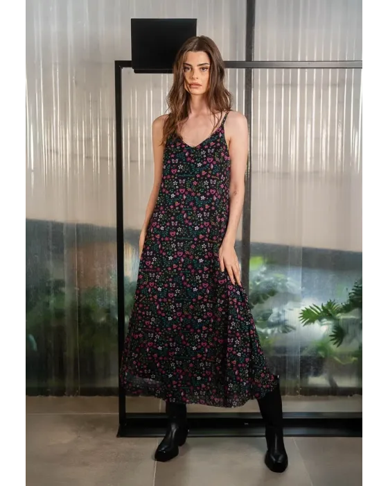 Vestido Comprido Evasé Preto Metamorfosis Animosa | Maldita
