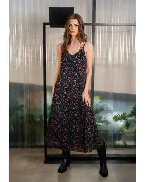 Vestido Comprido Evasé Preto Metamorfosis Animosa | Maldita