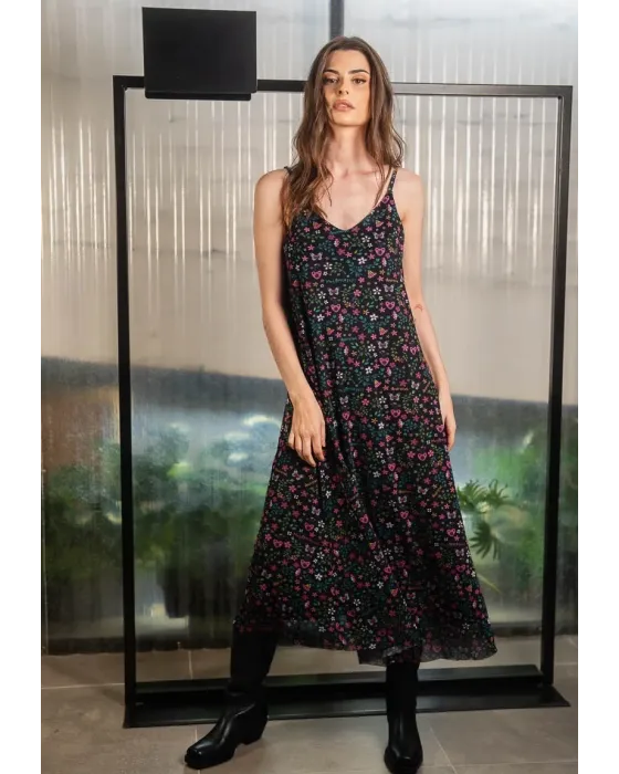 Vestido Largo Evasé Negro Metamorfosis Animosa | Maldita