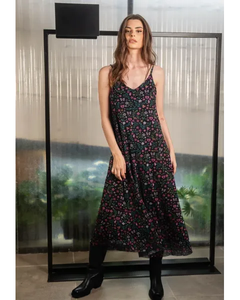 Vestido Comprido Evasé Preto Metamorfosis Animosa | Maldita
