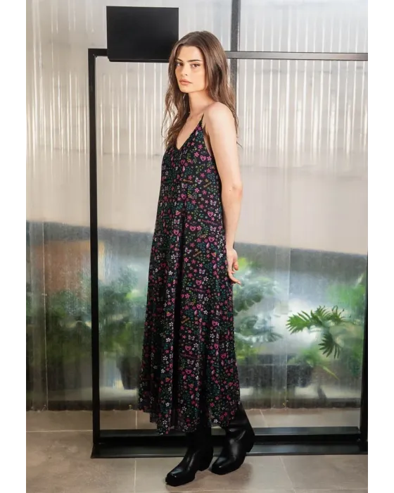 Vestido Largo Evasé Negro Metamorfosis Animosa | Maldita