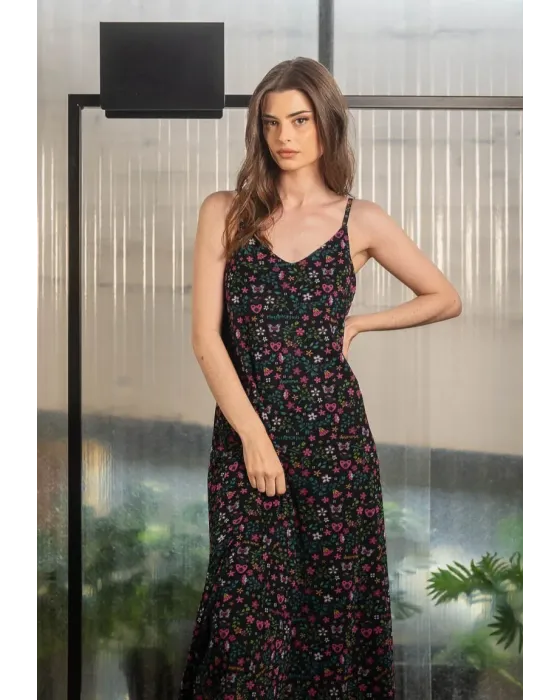 Vestido Largo Evasé Negro Metamorfosis Animosa | Maldita