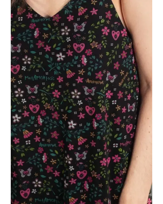 Vestido Comprido Evasé Preto Metamorfosis Animosa | Maldita