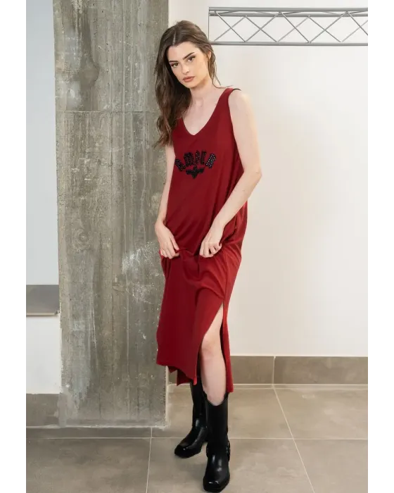 Vestido Largo Rojo de Algodón Amour Animosa | Fit Oversize | Maldita