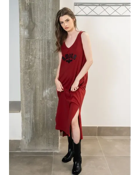 Vestido Largo Rojo de Algodón Amour Animosa | Fit Oversize | Maldita
