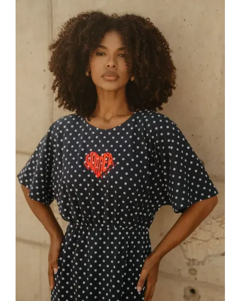 Vestido Comprido de Bolinhas Preto Wonder Soul Animosa | Maldita