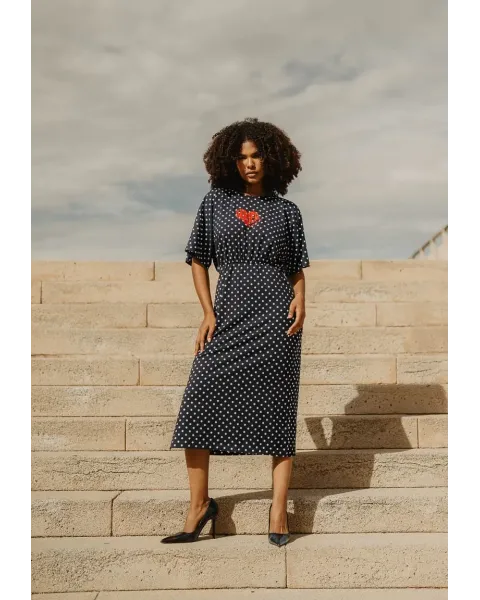 Vestido Largo de Lunares Negro Wonder Soul Animosa | Maldita