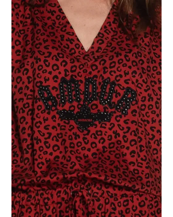 Macacão Comprido Vermelho Animal Print Amour Animosa | Maldita