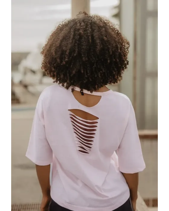 T-shirt Rosa de Algodão com Aberturas Queen Bee Animosa | Maldita
