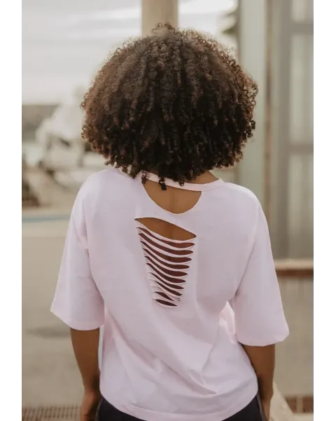 Camiseta Rosa de Algodón con Aberturas Queen Bee Animosa | Maldita