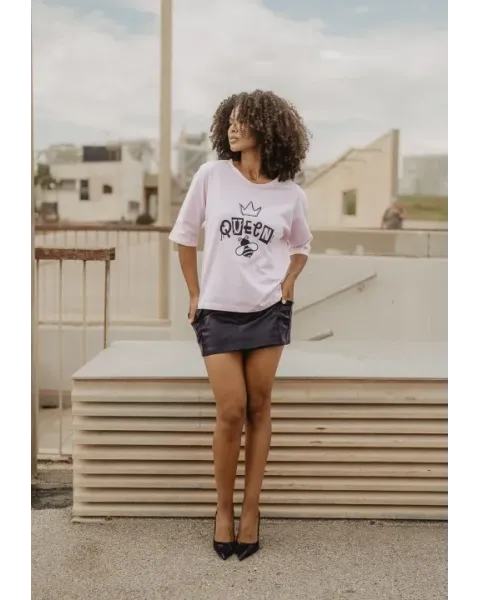 T-shirt Rosa de Algodão com Aberturas Queen Bee Animosa | Maldita