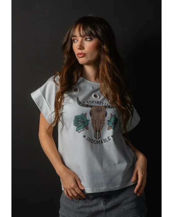 T-shirt Crua de Algodão Indomable Animosa | Fit Oversize | Maldita