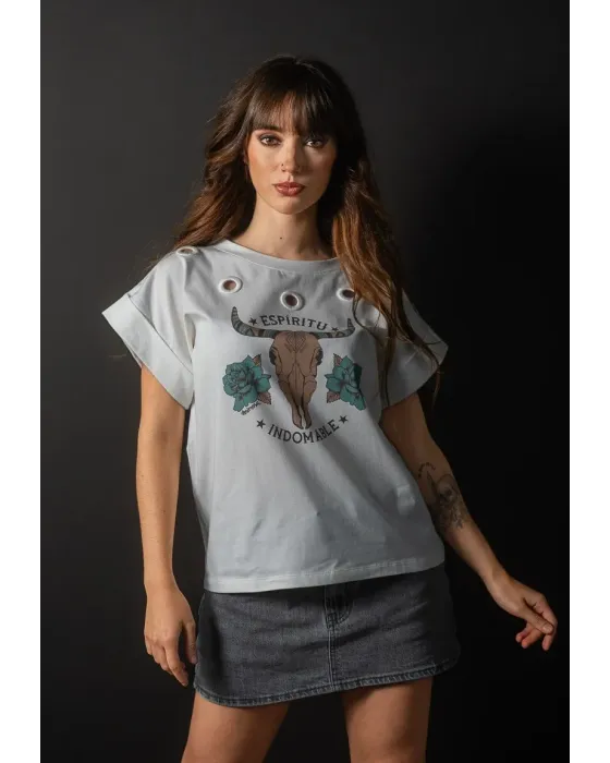 Camiseta Cruda de Algodón Indomable Animosa | Fit Oversize | Maldita