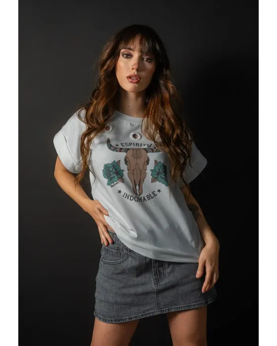 T-shirt Crua de Algodão Indomable Animosa | Fit Oversize | Maldita