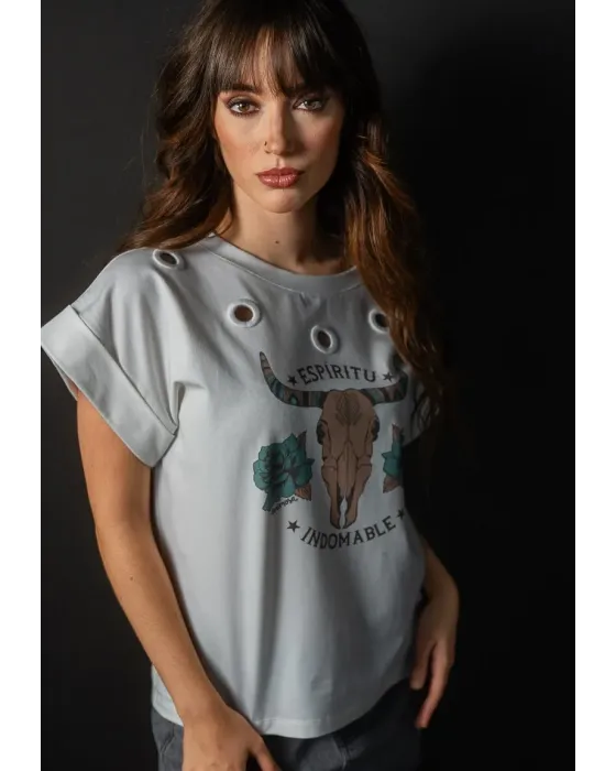 Camiseta Cruda de Algodón Indomable Animosa | Fit Oversize | Maldita