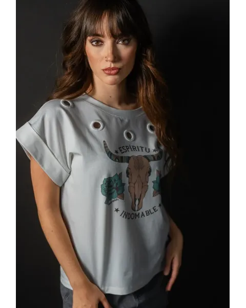 Camiseta Cruda de Algodón Indomable Animosa | Fit Oversize | Maldita