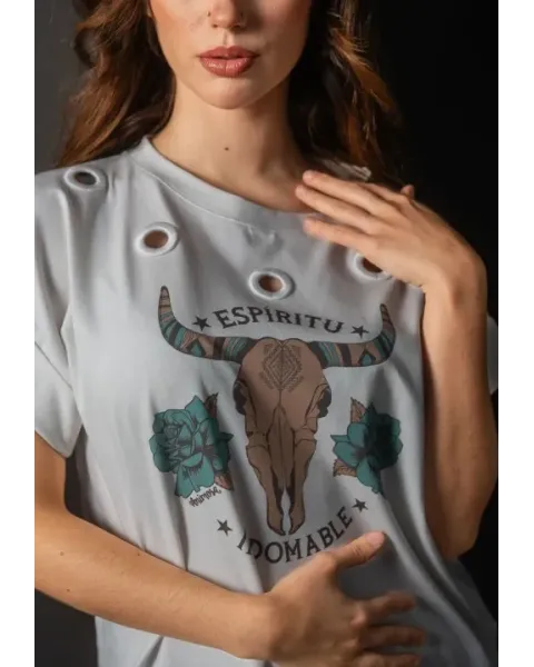 Camiseta Cruda de Algodón Indomable Animosa | Fit Oversize | Maldita