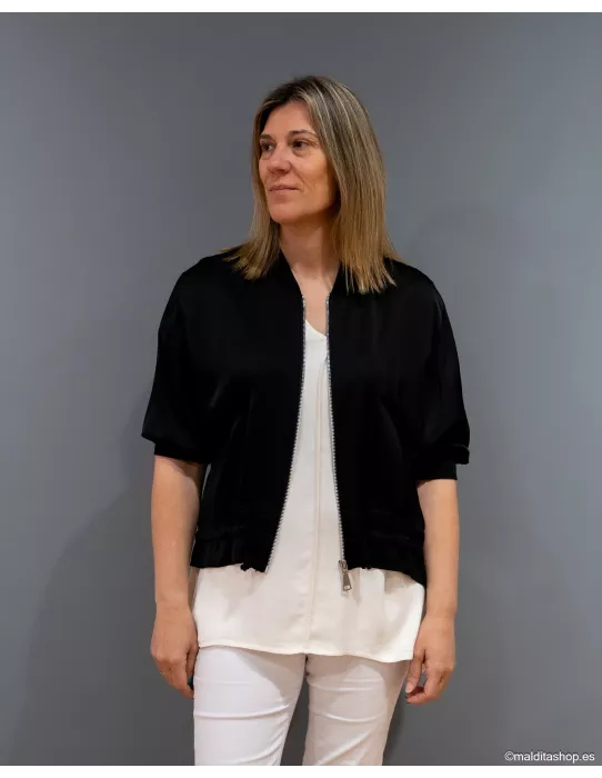 Bomber Negra bolsillos