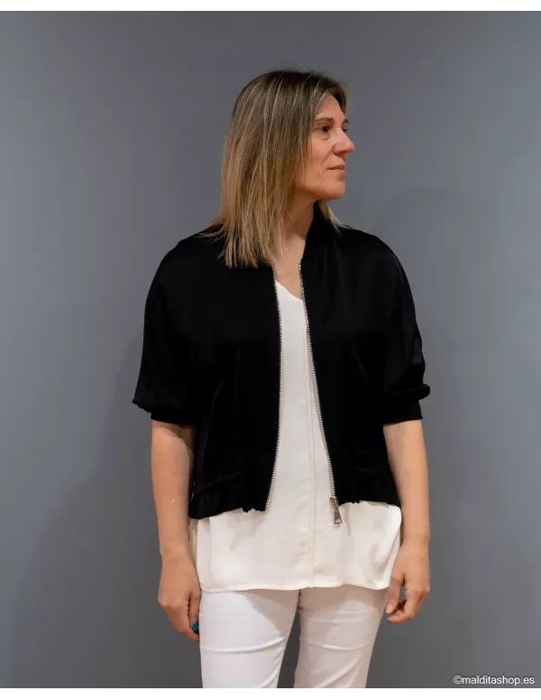 Bomber Negra bolsillos