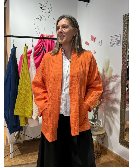 Kimono Abierto de Algodón Texturizado Kyoto Talla Única | Maldita