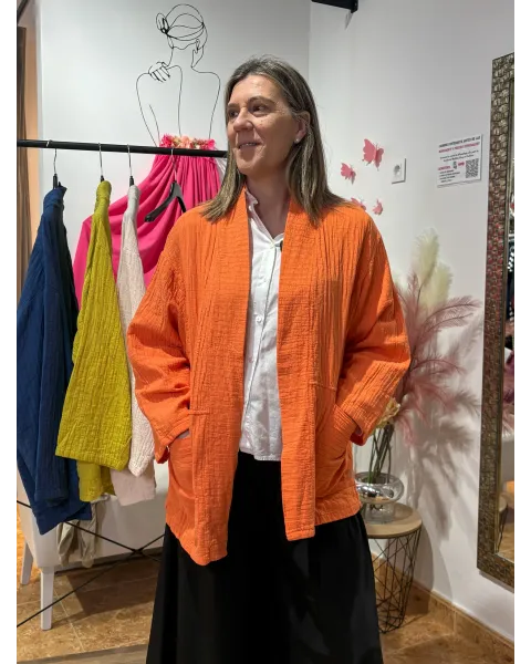 Kimono Abierto de Algodón Texturizado Kyoto Talla Única | Maldita