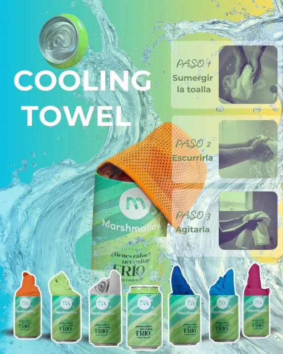 Toalla Refrigerante con Lata Cool Towel MarshMallow | Maldita