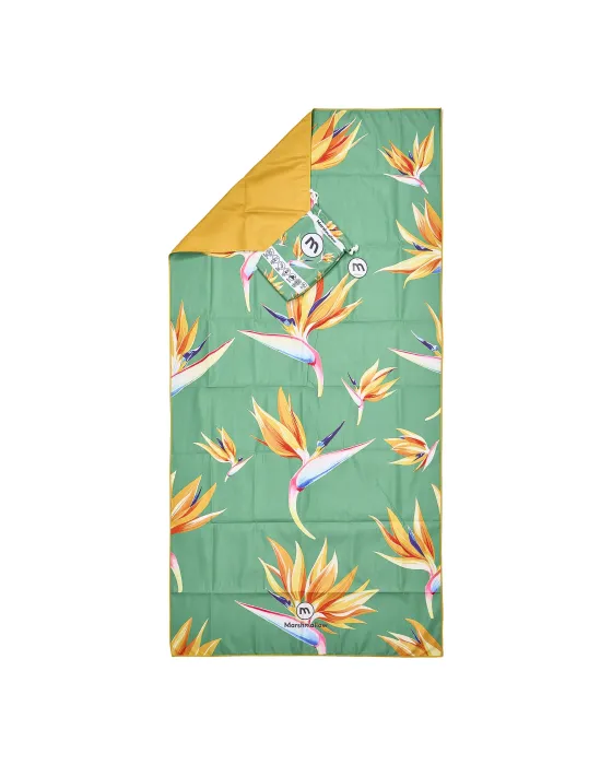 Toalha de Praia de Microfibra Marshmallow Verde Flores XL | Maldita