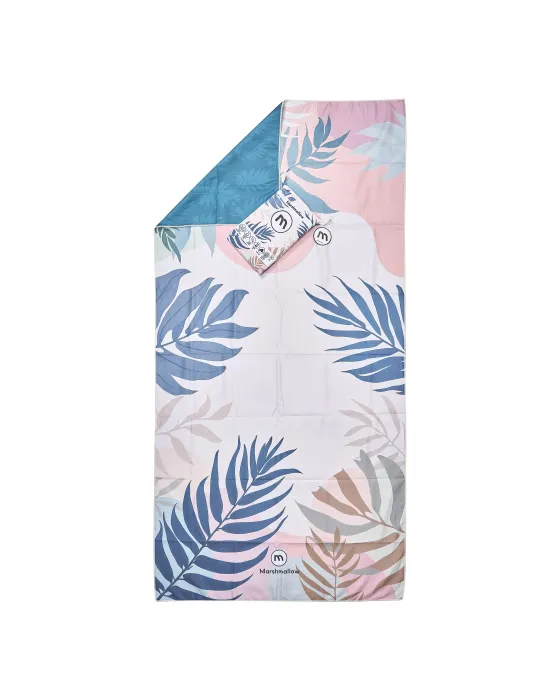 Toalla de Playa de Microfibra Marshmallow Hojas Pastel XL | Maldita
