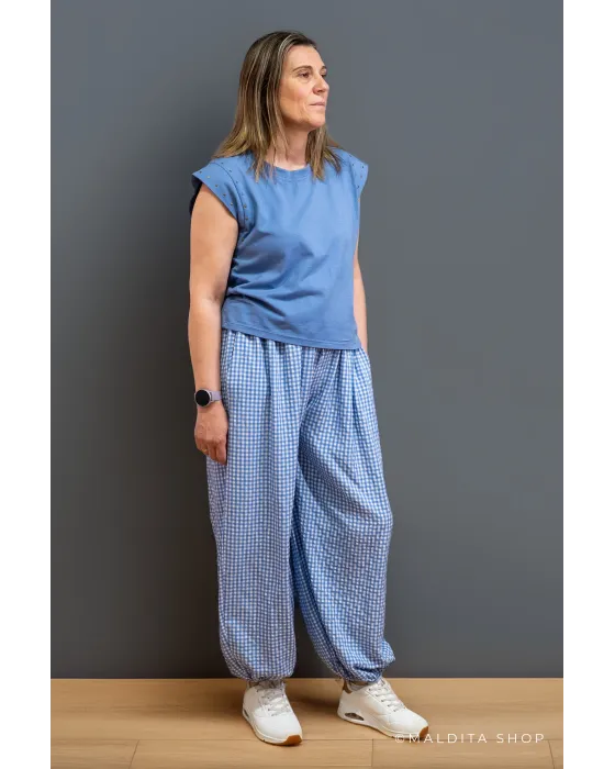 Camiseta de Algodón con Tachas Azul Celeste | Maldita 2