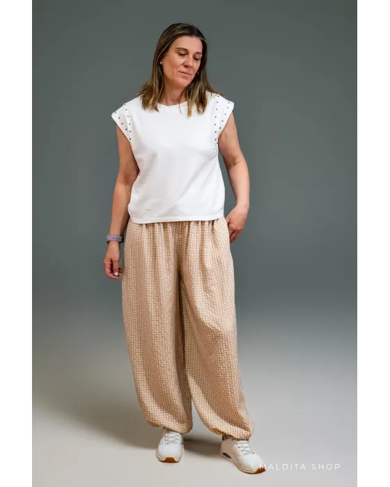 Camiseta de Algodón con Tachas Blanca | Maldita 2