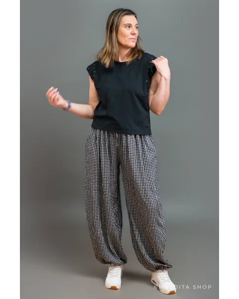 Camisola de Algodão com Tachas Preta | Maldita