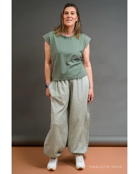 Camisola de Algodão com Tachas Verde | Maldita