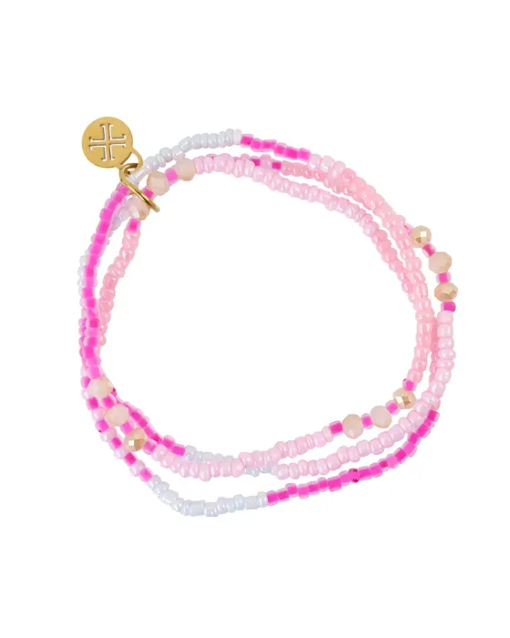 Pulseira Elástica Cristal Rosa e Aço Spirit Orelia Anartxy